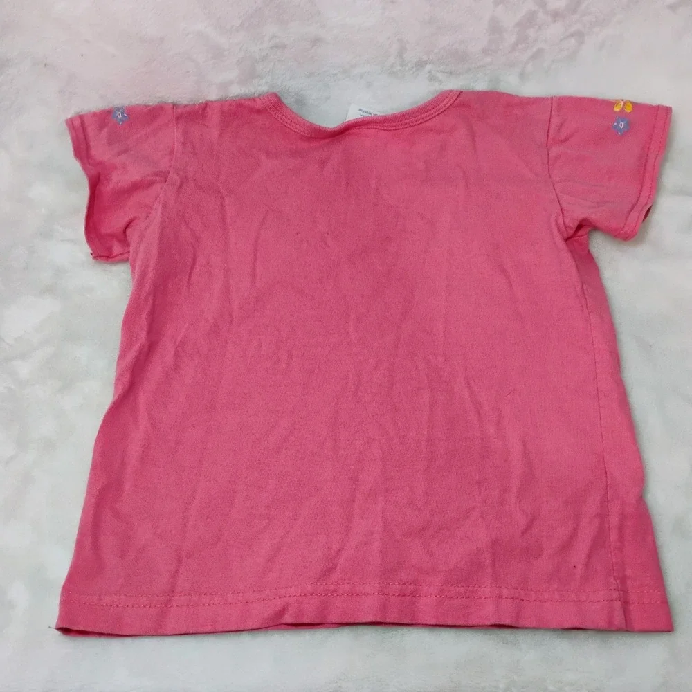 Vtg OshKosh Bgosh Girls Pink Cotton Flower Sleeve T Shirt 4T Made in USA E